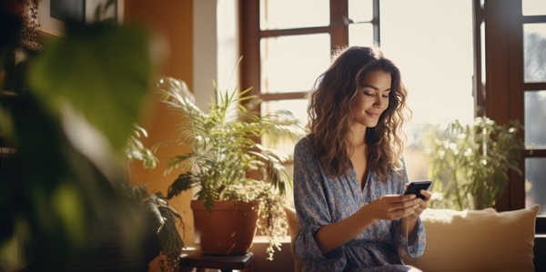 woman checking her phone - demographic data