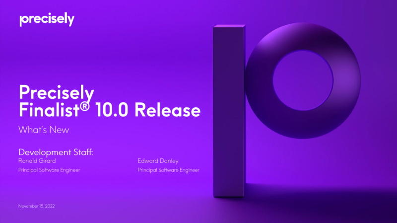 Precisely Finalist 10.0 Release: What's New