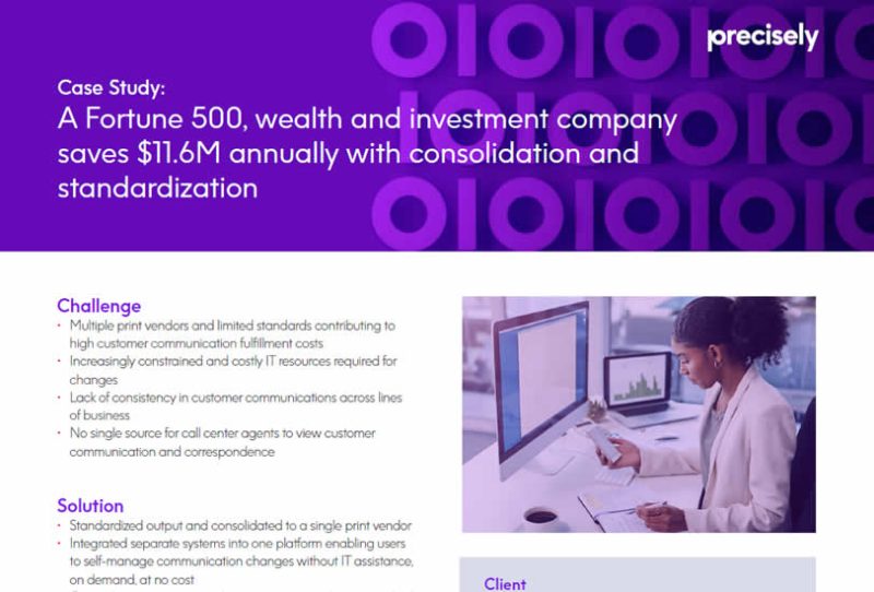 Fortune 500, Wealth & Investment Company saves .6M Annually Consolidating Vendors