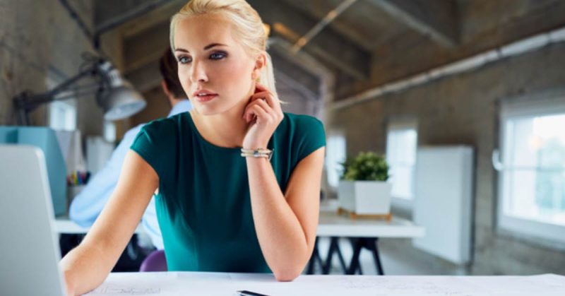 woman working at her desk