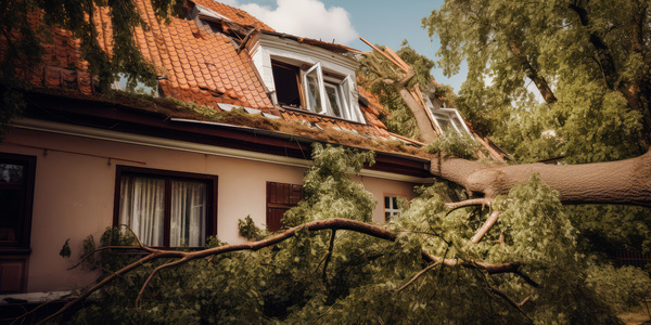 tree fallen over house