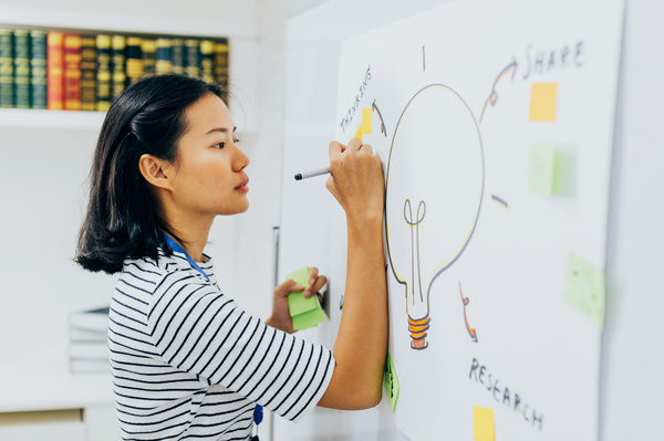 data expert laying out details about generative AI in a company meeting