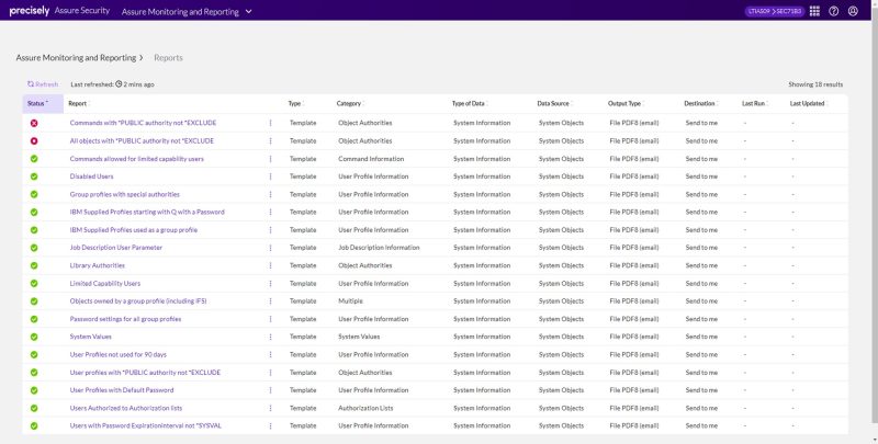 Assure Monitoring and Reporting screenshot