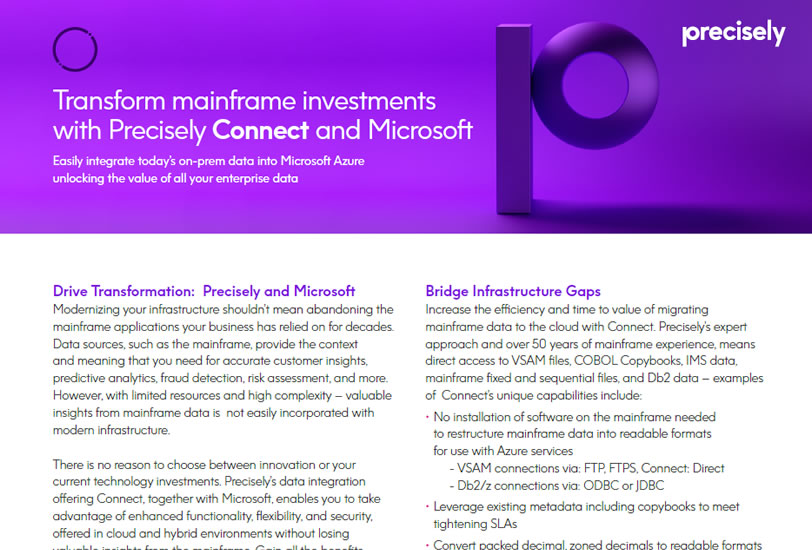 PS_Microsoft and Precisely Connect_200430_p_final Transform Mainframe Investments