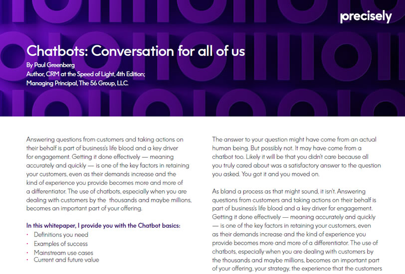 WP_Chatbots-Conversation for all of us_200519_E_final Chatbots from Precisely - A Must Have For Retaining Customers