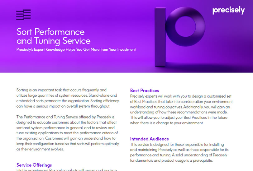 Sort Performance and Tuning Service Sort Performance and Tuning Service Solution Sheet