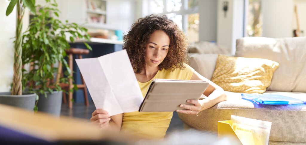 Woman receiving customer communications