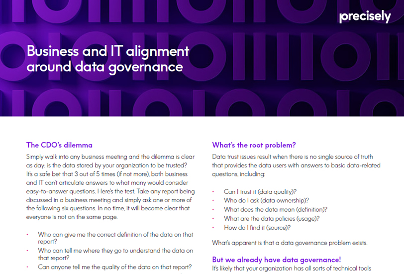 Business and IT alignment around data governance Business and IT alignment around data governance