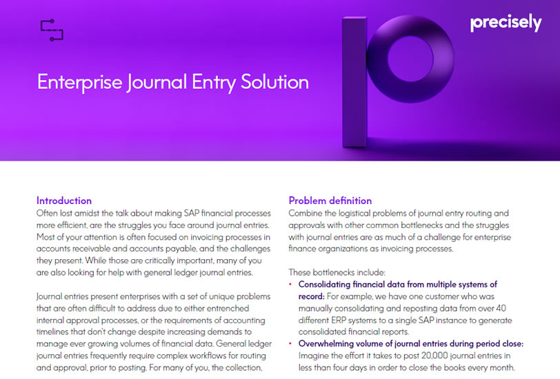 Enterprise Journal Entry Solution Enterprise Journal Entry Solution