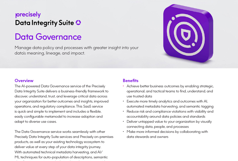 Data Integrity Suite: Data Governance