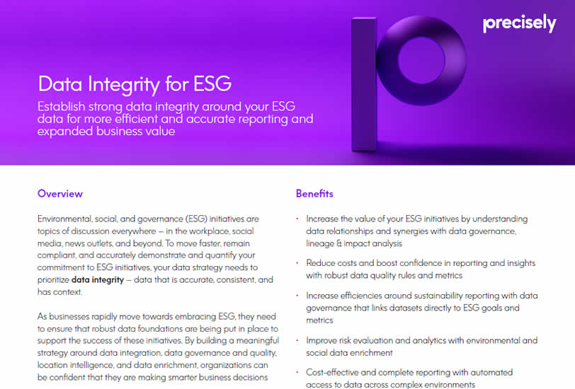 Data Integrity for ESG Data Integrity for ESG