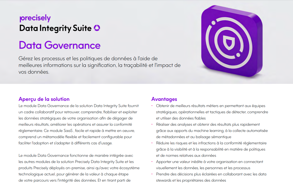 Precisely Data Integrity Suite - Data Governance - FR