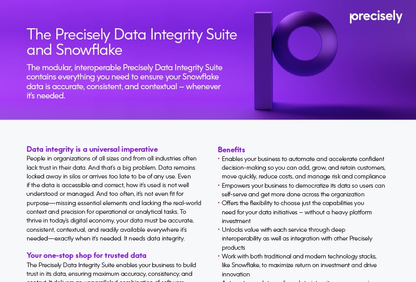 Precisely's Data Integrity Suite and Snowflake