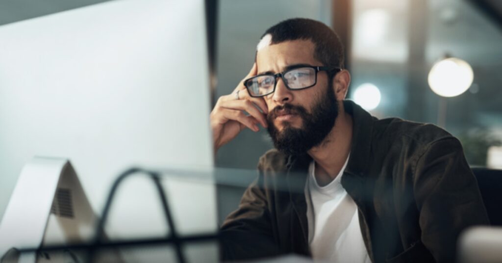 looking at a computer monitor screen