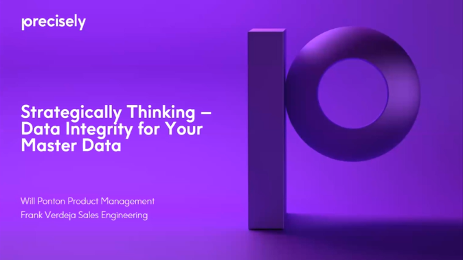 Strategically Thinking - Data Integrity for Your Master Data Strategically Thinking - Data Integrity for Your Master Data