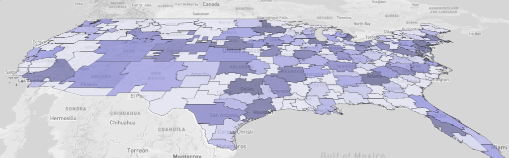 Map of US broken out by state