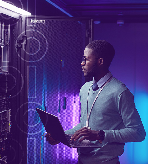 IT technician in a server room