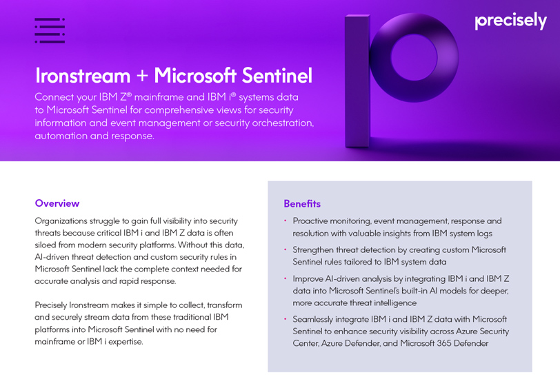 Precisely Ironstream_Microsoft Sentinel_cover_812x550