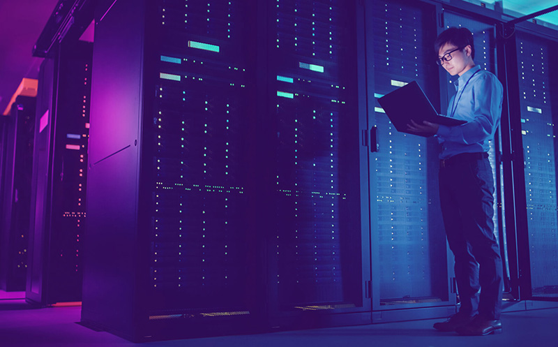 IT technician in a server room