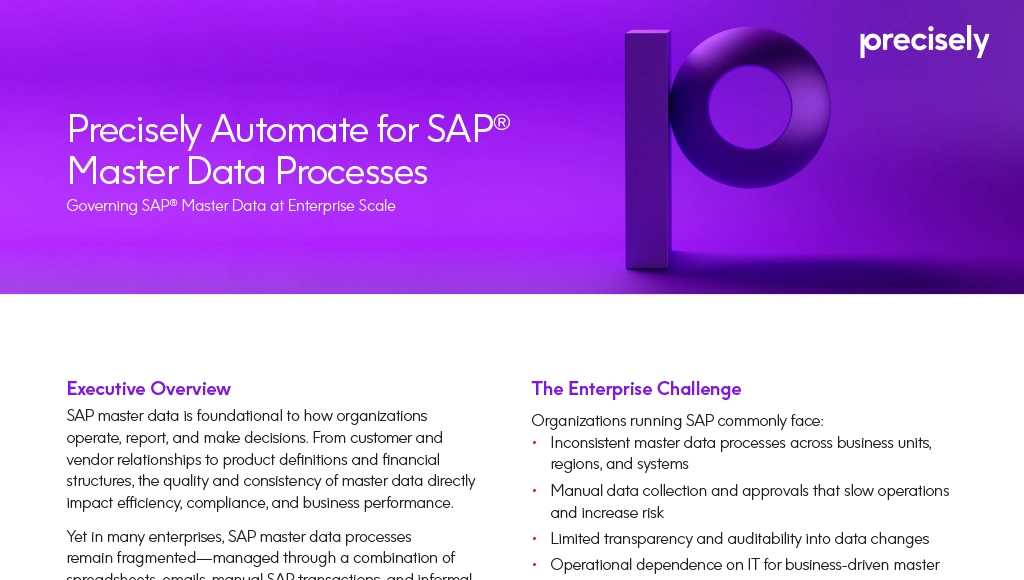 Precisely Automate for SAP® Master Data Processes