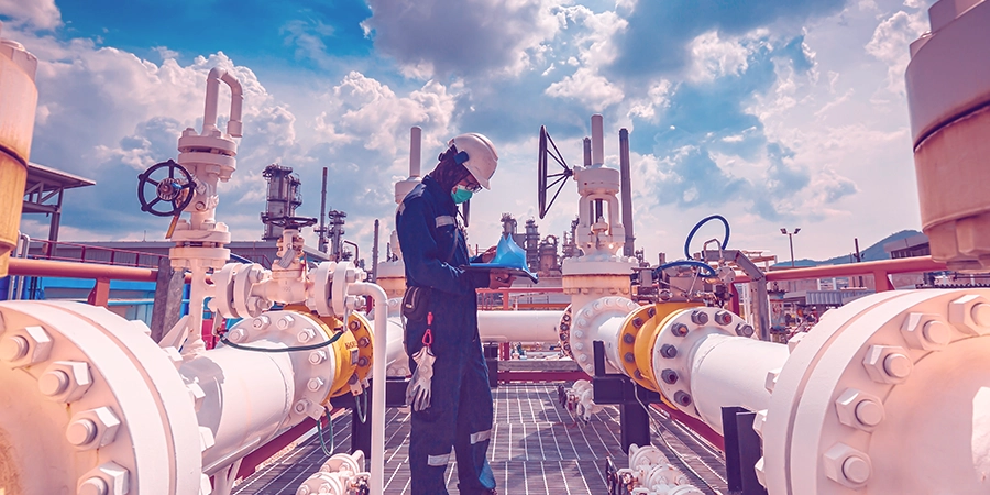 Oil and gas worker on a rig