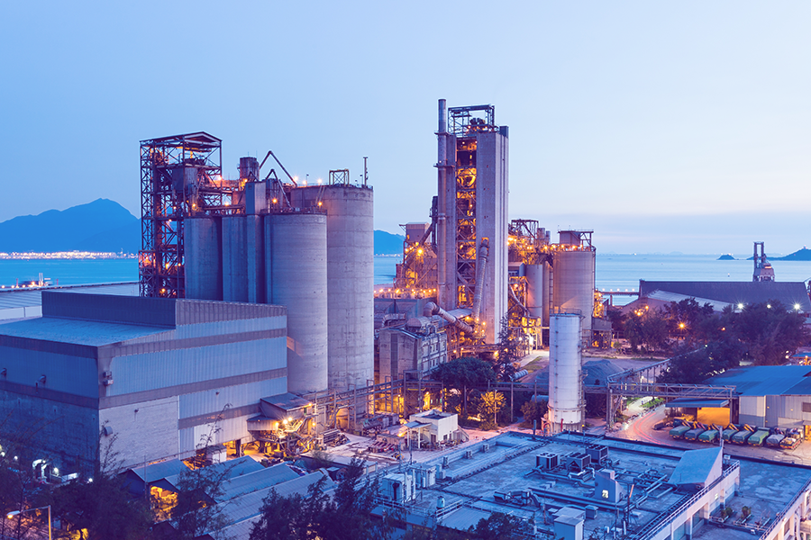 View of manufacturing plant from above