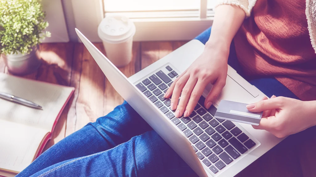 Woman online shopping