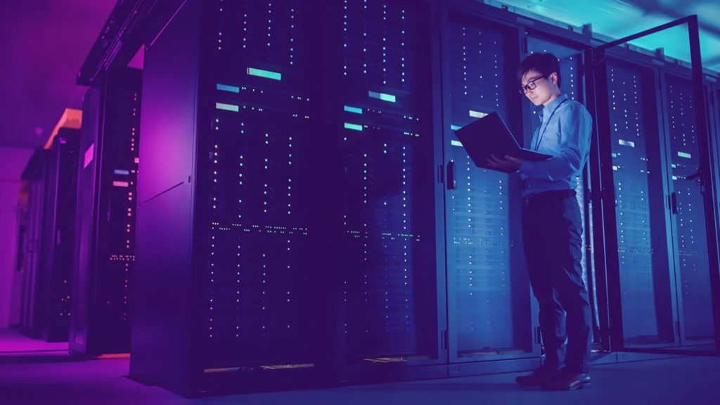IT worker in server room